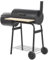 Holzkohlegrill schwarz aus Stahl mit Räucherkammer rollbar Tonnengrill BBQ Satah