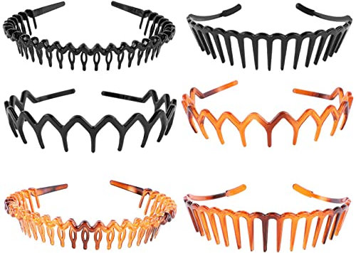 Diadema con Diente de Tiburón,6 pcs de Plástico Peine de Dientes Diadema Resina Peine de Dientes onda Pelo Señoras Moda Diadema para Mujeres Y Niñas