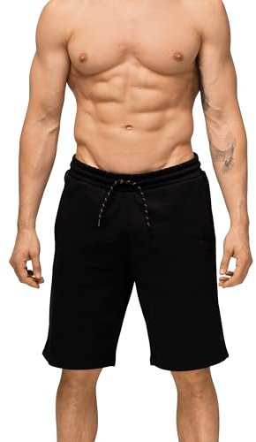 DANISH ENDURANCE Kurze Sportshorts aus Baumwolle, Sweatshorts mit Taschen, für Herren, Schwarz, XL
