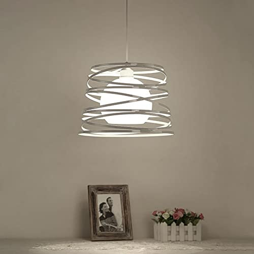 Partenopea Lampadario Moderno a Sospensione a Fasce intrecciate in Ferro verniciato finish opaco Attacco per Lampadine (INCLUSA) 1xE27 35x26 cm lunghezza filo 120 cm (Bianco lampada luce fredda)