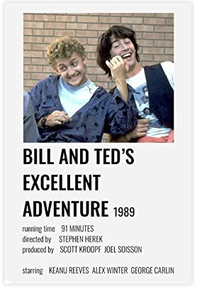 HDTS Classic Movie Bill & Ted's Excellent Adventure Vintage 3 Leinwandposter Wandkunst Dekor Druck Bild Gemälde für Wohnzimmer Schlafzimmer Dekoration Rahmen: 30 x 45 cm