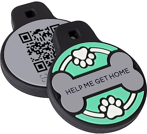 THELUCKYTAG Personalisierte Erkennungsmarke, graviert mit 3D-QR-Code für Hunde und Katzen, Silikon, leise, Haustiermarke, Online-Profil, keine App-Anforderung (neuer, grüner Knochen)
