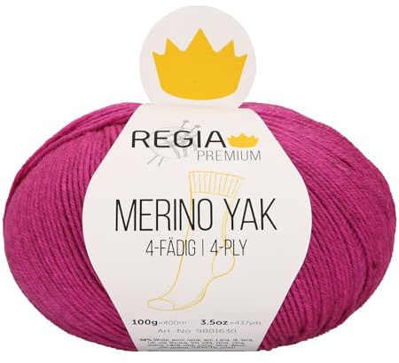 REGIA Merino Yak 4-Fädig - Premium - Farbe: Pink Meliert (07524) - 100 g/ca. 400 m Wolle