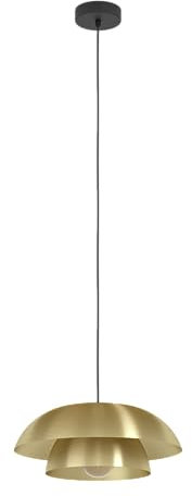 EGLO Hängelampe Cenciara, 1-flammige Pendelleuchte über Esstisch, Esszimmerlampe aus Metall in Messing-Gebürstet und Schwarz, Hängeleuchte mit E27 Fassung, Ø 40 cm