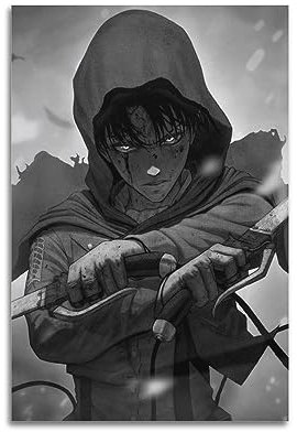 VZRSQZK Anime Attack on Titan Levi Ackerman Poster, dekoratives Gemälde, Leinwand, Wandposter und Kunstdruck, modernes Familienschlafzimmer-Dekor-Poster, 20 x 30 cm