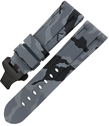 SOMKB Correa de reloj de goma con cierre de mariposa de 24 mm y 26 mm para Panerai LUMINOR sumergible colorida correa de reloj deportivo de silicona, 24mm, Agate