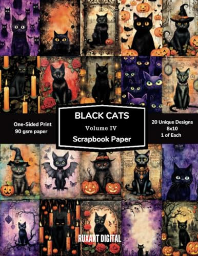Black Cats Scrapbook Paper - Volume 5: Halloween Fall Theme | One-Sided Print for Scrapbooking, Crafts, Decoupage