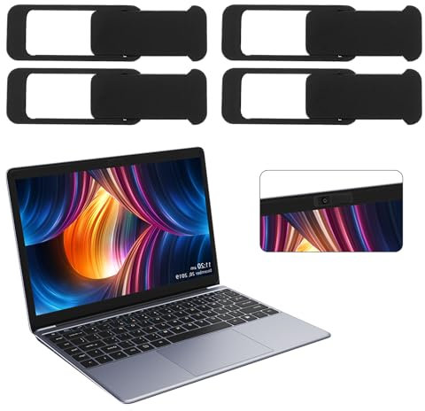 Amabro 4PCS Laptop Webcam Cover, Thin Camera Cover Slide Computer Camera Blocker Slider Phone Front Camera Cover Lens Cover Protector Protect Privacy Security for Desktop Pad PC Tablets(Black)