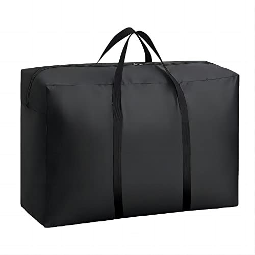 AURMOO 150L Aufbewahrungstasche Schutzhülle Gartenauflagen Auflagentasche Wasserdicht, Oxford Schutzhülle für Auflagen Gartenmöbel, Aufbewahrungs-Umzugstaschen(L100xW27xH56cm, Schwarz,1 Stück)