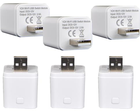 Good wife Micro-USB-Adapter, intelligenter WLAN, 5 V, Mini-Schalter für USB-Geräte Typ A, kompatibel mit Alexa/Google Home, Steuerung über die App, 6 Stück