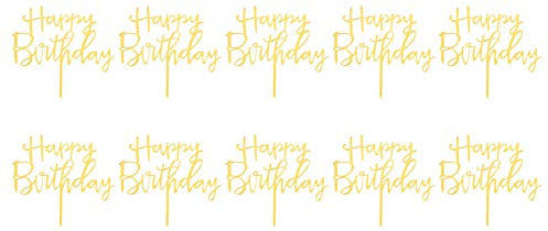 Yctze Acryl-Kuchenaufsatz-Einlegekarte, Alles Gute Zum Geburtstag, Goldene Cupcake-Aufsätze, Elegante Tortendekoration für die 65. Party, Thema „God Bless Eric“, Ideal für