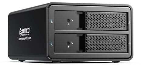 ORICO Carcasa para Disco Duro Raid de 2 bahías para Discos Duros de 3,5 Pulgadas de hasta 20 TB, aleación de Aluminio, Compatible con Raid 0/1