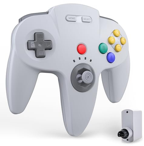 miadore Controller wireless N64 con ricevitore da 2,4 GHz, compatibile con console N64 (grigio)