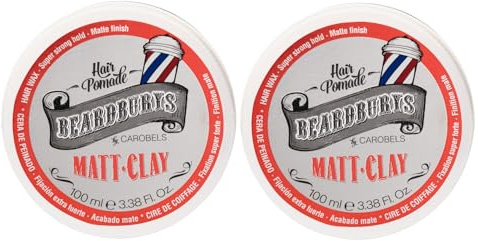 Beardburys Matt Clay Haarwachs mit hohem Halt, mattes Finish, hinterlässt keine Rückstände, 2 Stück