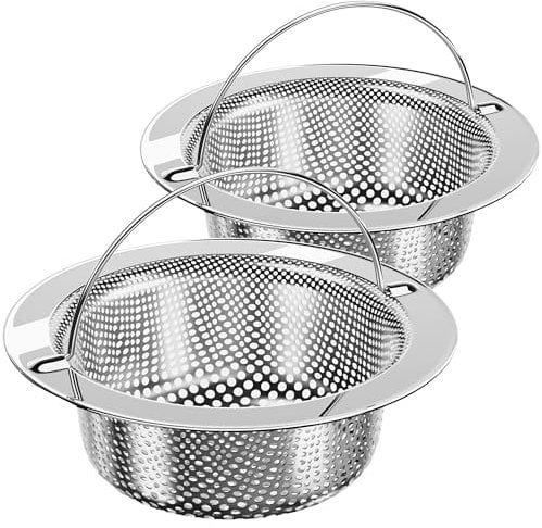 MR.SIGA Colador de fregadero de cocina, colador de drenaje de fregadero de acero inoxidable, apto para lavavajillas, paquete de 2