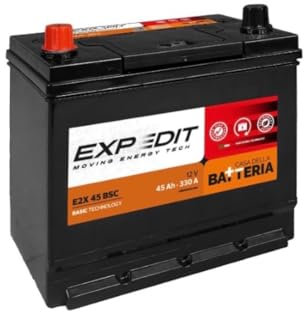 La Casa della Batteria Batteria Auto Expedit Moving Energy Tech Batteria 12v Batteria Auto 45Ah 330A E2X 45 SX 21.8×13.3×22.3 cm Senza Manutenzione Pronta all'Uso Made in Italy