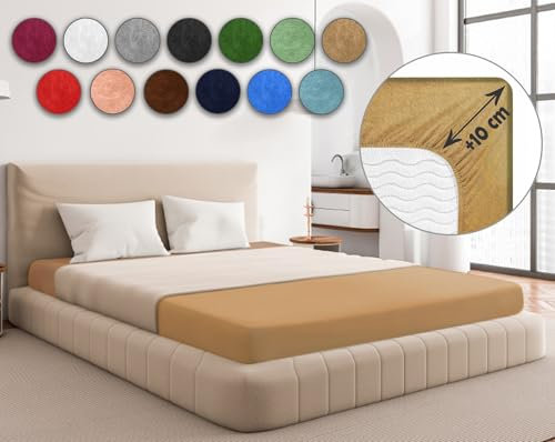 Sesto Senso Drap Housse 140x200 Beige Eponge avec Elastique 100% Coton