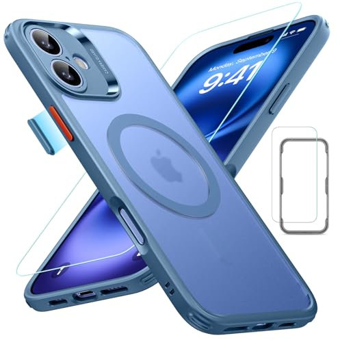 ESR for iPhone 16 Plus Case (4 in 1) Set, Translucent Matte Case with Screen Protector, Compatible with MagSafe, Military-Grade Protection, Classic Series, Frosted Blue