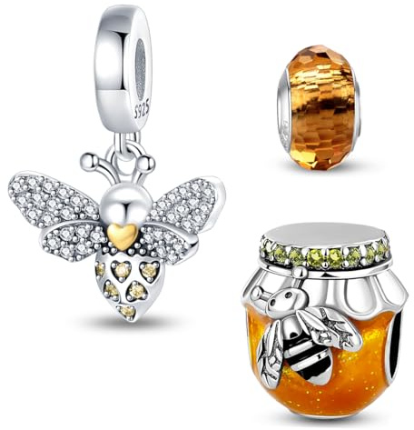 HappyStar Silber 925 Charms Anhänger für Armbänder, Combination Dangle Anhänger Bead Charms für Damen Kompatibel mit Pandora Europäischen Armbändern und Halskette （Mit Spacer Beads