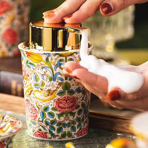 Vintage Rose Keramik schäumende Seifenspender für Bad & Küche Nachfüllbare Lotion Flüssigkeit Schaum Pumpe Dispenser