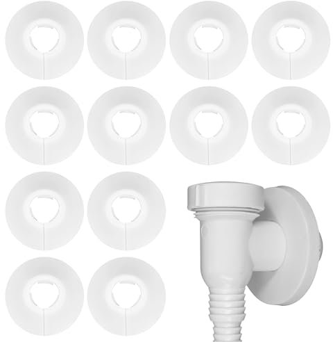 Radiator Pipe Covers White,12 PCS Plastic Radiator Pipe Collars White,Plastic Covers for Radiator Pipes,Pipe Decoration Cover,White Radiator Pipe Covers,Radiator Pipe Covers for 15 mm Diameter Pipe