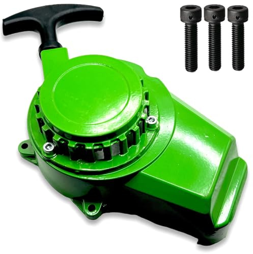 Red Circles Green Mini Moto Metal Pull Start for 47cc & 49cc Air Cooled Minimoto, Mini Dirt Bike & Quad - Durable Metal Casing & Cog, 3 New Bolts Included