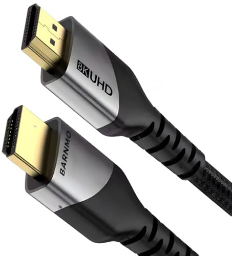 BARNMO Cavo HDMI 8K 2.1 certificato ad altissima velocità, 48 Gbps, 3m, supporta PS5/XBox, 4K UHD TV/lettore Blu-ray Dolby Vision, Soundbar Dolby Atmos/DTS: X (3 m)