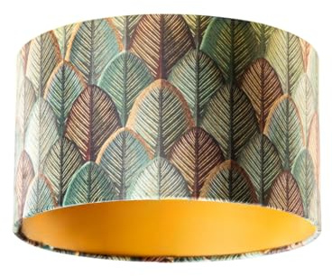 Qazqa classic-antique Lampenschirm - Cilinder Velours - Grün, Rund, supports-e27, diameter 35 centimeter