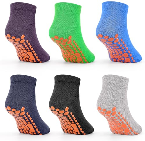 DECOVICI Stoppersocken Kinder, Trampoline Antirutschsocken Kleinkind Socken, ABS Rutschfeste Socken für Mädchen und Jungen im Alter von 2-13 Jahren 6/12 Paar