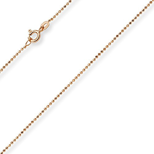 1mm Kugelkette diamantiert Kette Goldkette Halskette aus 585 Gold Rotgold, 55cm