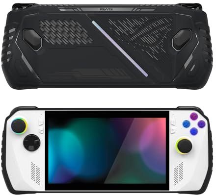 PlayVital Kratzfeste & Stoßfeste Hülle für ROG Ally – Rutschfestes Case mit Joystick-Kappen, Schutzhülle Zubehör für ROG Ally, Absolute TPU Grip Cover Skin (Schwarz)