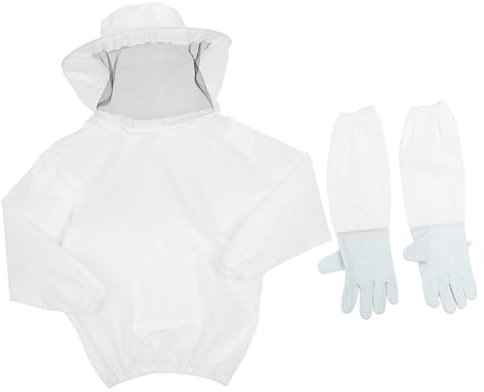 CLISPEED 1Set Abbigliamento Professionale per Apicoltura e Tuta Protettiva con Traspirante Materiale e Scamosciata Resistente e Facile da