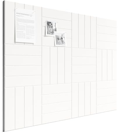 Bumusty Große Filz Pinnwand 120 x 90 cm, 12er-Pack, Cremeweiß | Pinnwand Modern Korktafel-Alternative mit 60 Klebepads, Visionboard, Fotowand & Memoboard für Büro, Kinderzimmer & Schule