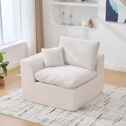 A ALFRESCOOL Boneless Couch, Kleine Sofa, Einzelsofa, Weicher und Bequemer, Minimalistisches, Komplett mit Kissen Freizeit im Nordischen Stil, Geeignet für Wohnung/Büro/Kleine Räume(Beige)