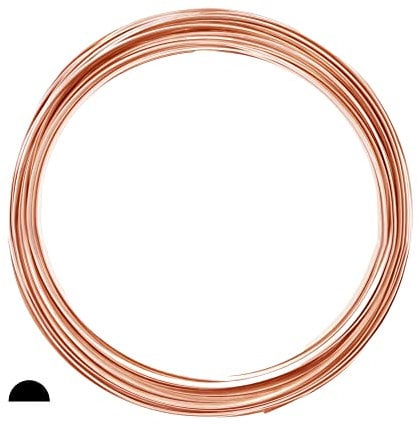 18 Gauge, 99.9% Pure Copper Wire, Half Round, Dead Soft, CDA #110-5FT from Craft Wire