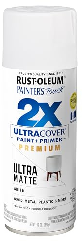 Rust-Oleum 331181 Painter's Touch 2X Ultra Cover Spray Paint, 12 oz, Ultra Matte White