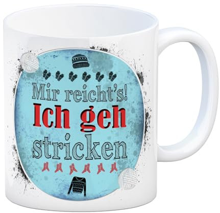 trendaffe Kaffeebecher mit Spruch: Mir reicht's! Ich geh stricken