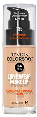 Revlon ColorStay Liquid Foundation Make-up für Mischung/fettige Haut, LSF 15, Longwear, mittlere Deckkraft mit mattem Finish, Vanille (135), 1 oz