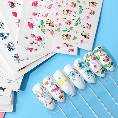 Artlalic 15 Feuilles Mixte Designs Hibou Flamingo Fleur Manucure 3d Eau Transfert Nail Stickers