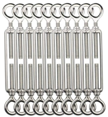 TooTaci M5 Spannschloss Edelstahl Set – 10 Stück O-O Drahtspanner mit Haken & Öse, 304 Edelstahl Stahlseil Seilspanngarnitur – Zaunspanner für Rankhilfe, Gartendraht, Seilsystem