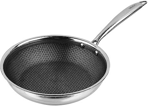 Vinod 18/8 Steel Non-stick Frying Pan, 24 cm, Silver