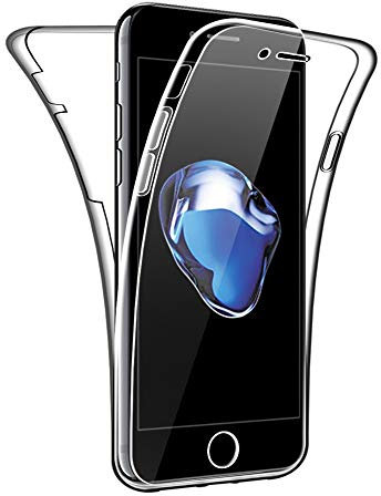 SDTEK Case Compatible with iPhone SE 2022/2020, iPhone 7/8, Full Body Protection 360 Gel Phone Cover Clear Transparent Soft Silicone