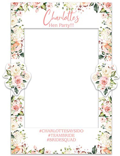 Paper Themes Large Personalised Hen Do Selfie Frame Party Photo Booth Props Prop Frames for Selfies and Decorations at Hen Parties, Weddings and Birthdays for Posts on Instagram or Facebook– Roses