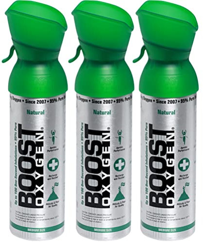 L'oxygène pur dans la canette – NATUREL, 15L d´oxygène pur concentré à 95% dans 3x5L canettes portable pour plus de 300 bouffées d'oxygène pur.…