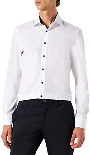 Seidensticker Herren Slim Bügelfrei Kent Patch Businesshemd, Weiß, 38