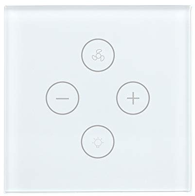 Yagusmart Interruptor de luz de Ventilador WiFi, Funciona con Alexa, Asistente de Google, IFTTT, Control Remoto de la Aplicación, Función de Sincronización, Blanco, Botón, Automático