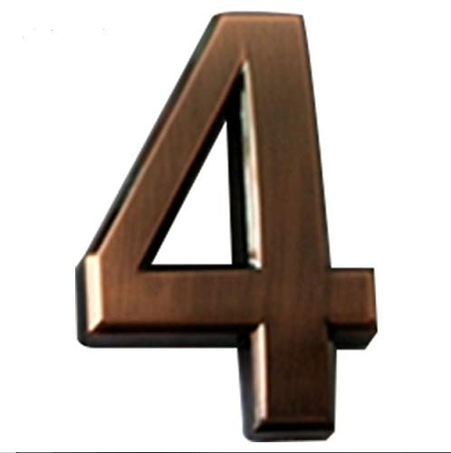 Room Gate Number 0-9 1pc Modern Bronze Color House Hotel Door Address Plaque Number Digits Sticker Plate Sign Convinient (Color : Number 4, Width : 5cm x 4cm)