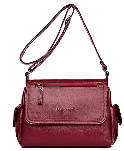 Damen Umhängetasche Leder Schultertasche Multi-Pocket Shopper Tasche für Frauen Mädchen