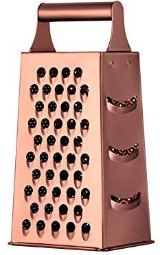 Meisha Rose Gold Box Grater - 4 Sided Stainless Steel Cheese Grater with Non-Slip Handle - Ideal for Soft & Hard Cheeses, Fruits & Vegetables