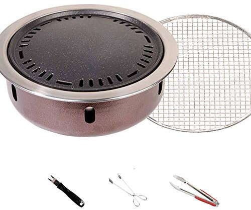 Rauchloser Antihaft Grilltopf, Multifunktional Haushaltshalter Grill Grill Verdickung Gewerblicher Kohlenstoffgrill Holzkohle Pfanne,D